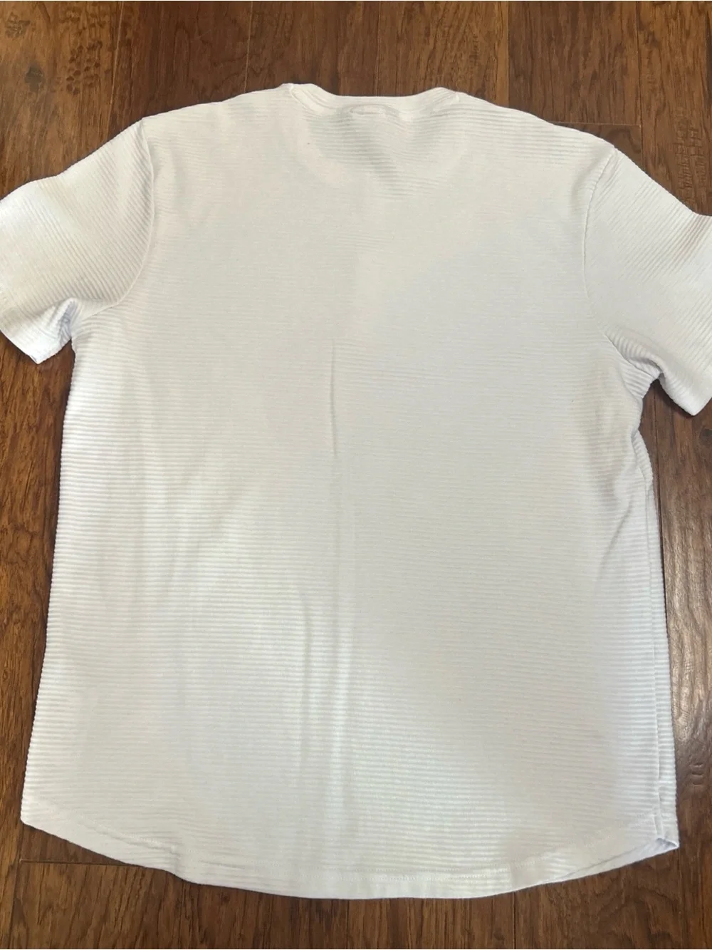 Guess White Short Sleeve Ribbed Crewneck with Black Logo Panel - Picture 5 of 6